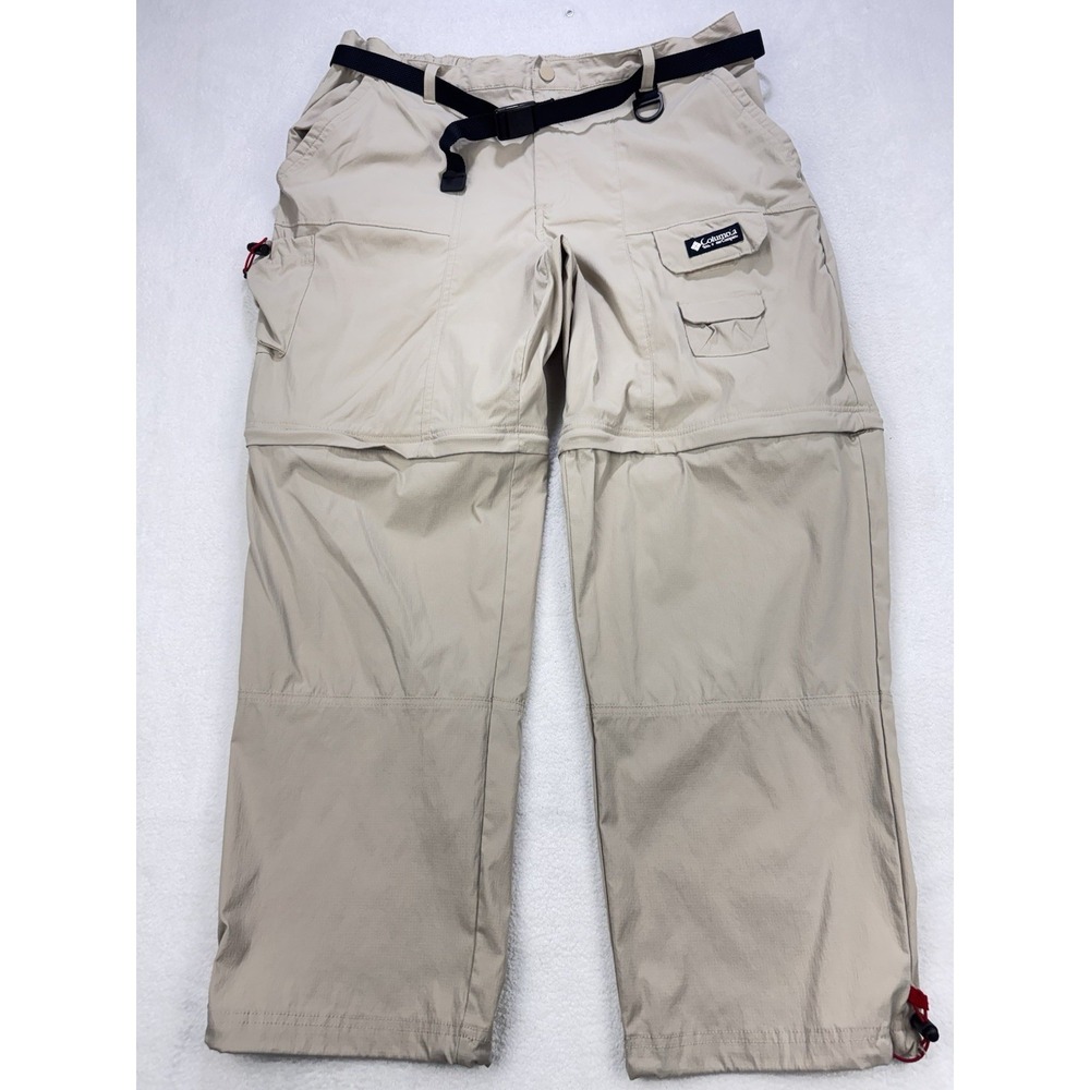 Columbia Pants Men 42X30 Tan Omni Shield/Shade Field Creek Convertible Cargo EUC